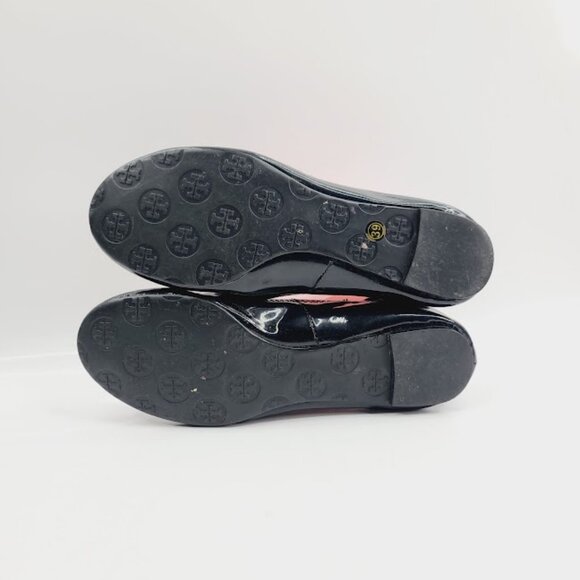 Tory Burch Women's Black Gold Minnie Leather Slip-On Casual Ballet Flat Size 8 - Picture 5 of 7